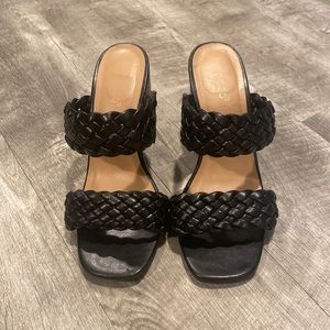 Bamboo black chunky heels